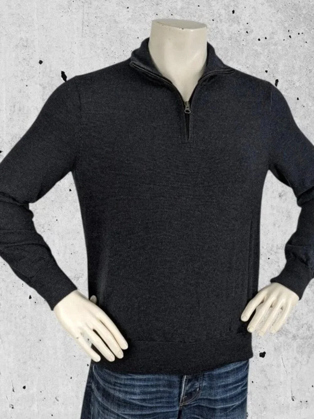 J Crew Sweater Shirt Size Large Slim Fit Merino Wool Navy Blue (FLAW)